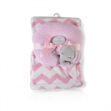 Cangaroo Baby Blanket 90/75 cm with a Pillow Sammy Pink 3800146267568