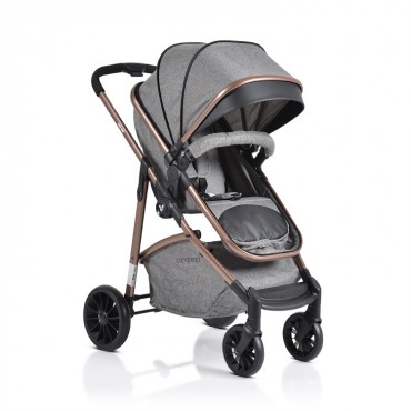 Cangaroo Reversible Combined Baby Stroller with Car Seat 3 in 1 Milan Grey
