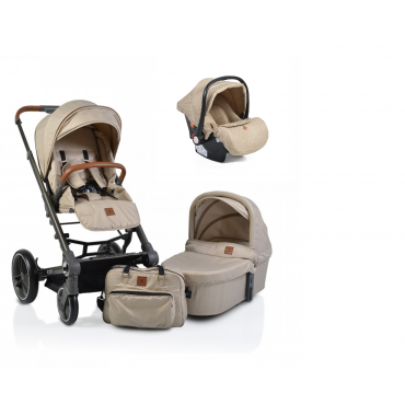 Cangaroo Baby Stroller 3 in 1  with carrycot and car seat ,Icon Beige