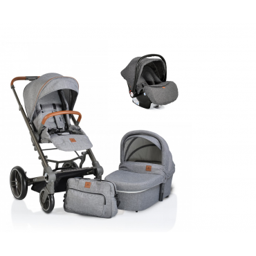 Cangaroo Baby Stroller 3 in 1 with carrycot and car seat ,Icon Grey