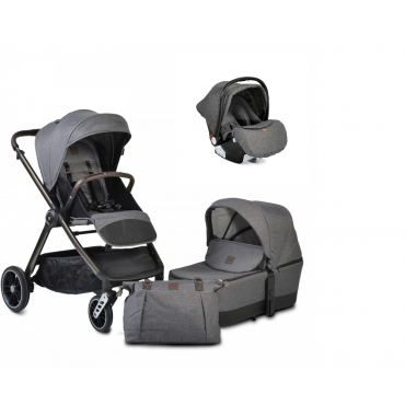Cangaroo Baby Stroller 3 in 1 with carrycot and car seat ,Macan Grey