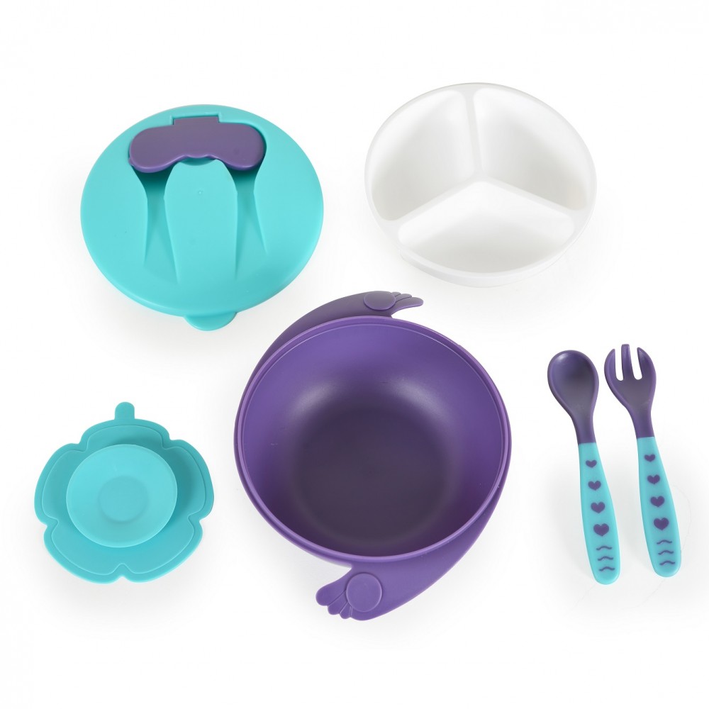 Cangaroo Set of feeding bawl with fork and spoon  Jelly Blue F1730, 3800146269753
