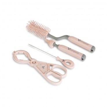 Cangaroo Set of Cleaning Brushes  and Tongs For Baby Bottles Pink  3800146269999