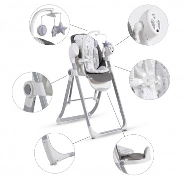 Cangaroo Baby High Chair and Swing 2 in 1 Pudding Grey