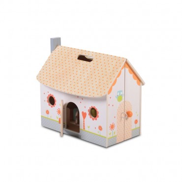Moni Toys Ξύλινο Πτυσσόμενο Κουκλόσπιτο, Wooden foldable doll house 4139