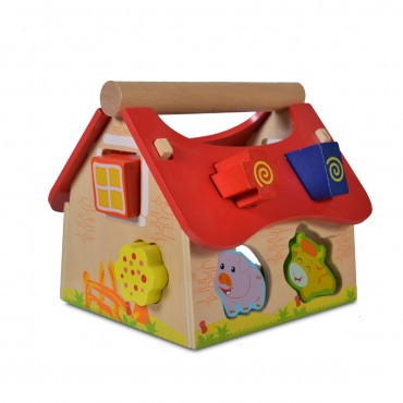 Moni Toys Ξύλινο Εκπαιδευτικό Σπιτάκι με Ζώα , House 2044
