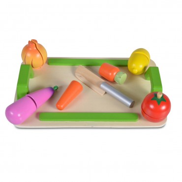 Moni Toys Ξύλινος Εκπαιδευτικός Δίσκος με λαχανικά, Wooden chopping board set 4308