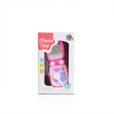 Moni Toys Βρεφικό Τηλέφωνο με ήχους, Baby phone with cover Pink K999-95G
