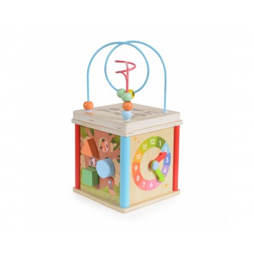 Moni Toys Ξύλινος Εκπαιδευτικός Κύβος ,Wooden Activity Cube 1003, 3800146222994