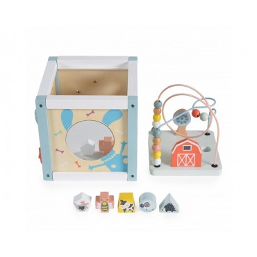 Moni Toys Ξύλινος Εκπαιδευτικός Κύβος,Wooden Activity Cube 1020, 3800146223007