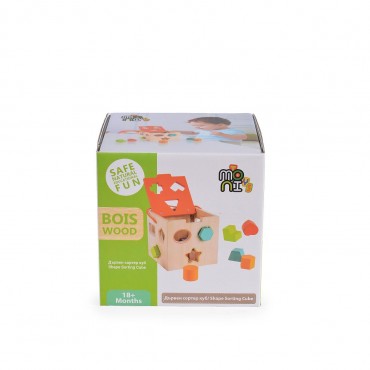 Moni Toys Ξύλινος Εκπαιδευτικός Κύβος με Σχήματα, Shape Shorting Cube 