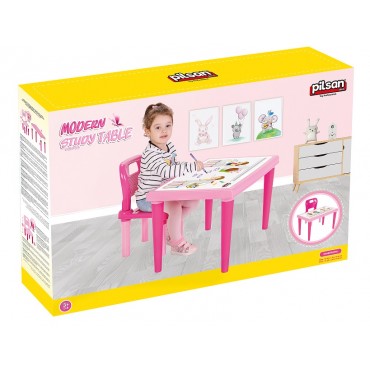 Pilsan Study Table with 1 chair  03516 Pink, 8693461023286