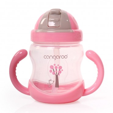 Cangaroo Training cup with plastic straw 280ml Boo Pink, C0582