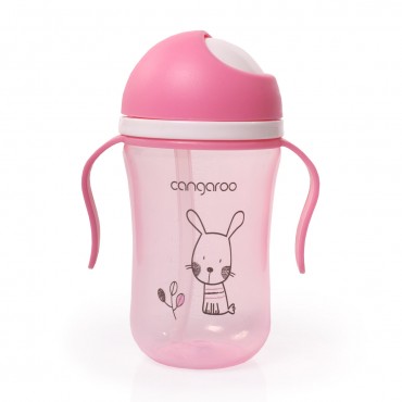 Cangaroo Training cup with silicone straw 300ml Bunny Pink,C0587